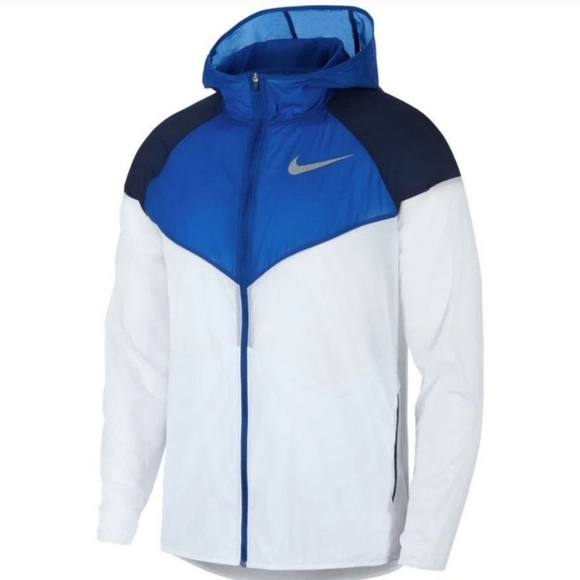 NIKE | NIKE LIGHTWEIGHT WINDRUNNER JACKET BLUE AND WHITE SIZE SMALL - Picture 1 of 8